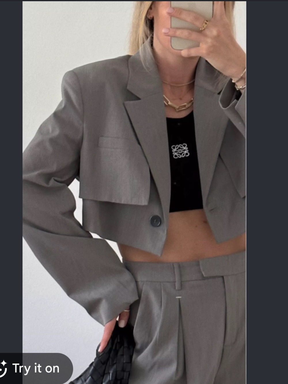Bershka gray cropped blazer jacket